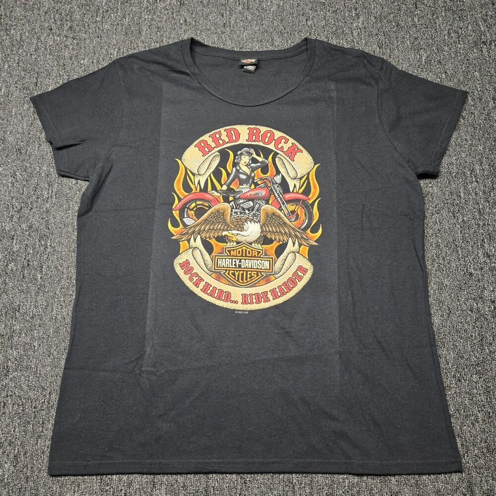 Harley-Davidson Red Rock Las Vegas T-Shirt Women’s XL Eagle Skull Moto Sexy Tee
